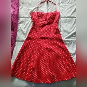 Red Halter Dress with Polkadots